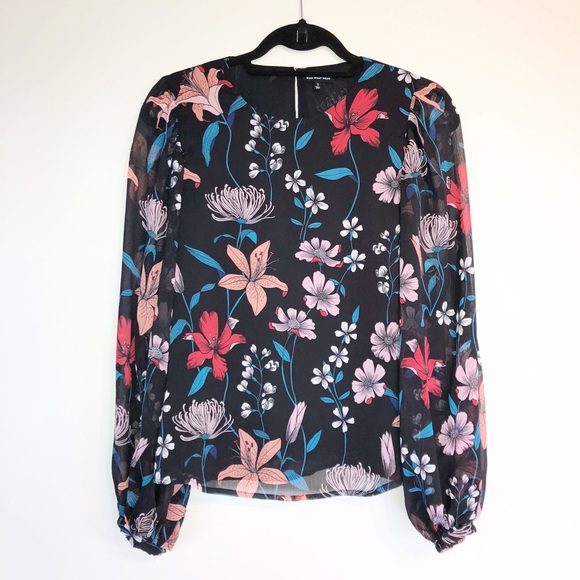 Who What Wear Tops - Who What Wear Black Floral Boho Top S